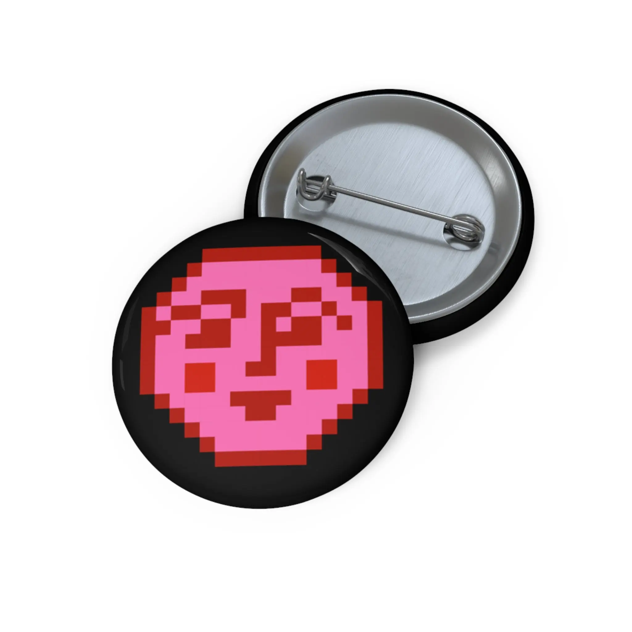 Pink Sun Face Pin Button - Embroidery-Inspired Smiley Collectible Pinback Badge