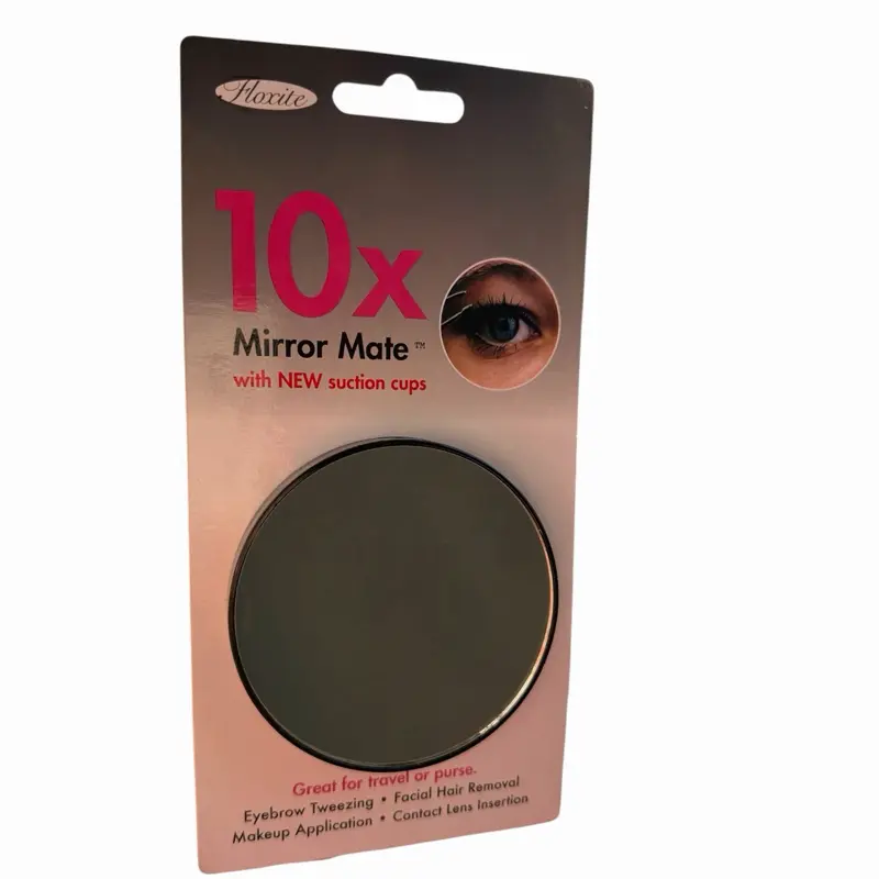 1-10X Magnifying Mirror Mate, 4inx4in Travel Mirror with New Suction Cups, Compact for Purse Use