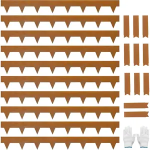 ugeleaf 4.5 Inc Pre-Rusted Cor-Ten Steel Landscape Edging wit 11 count Metal Clips, ammer-in eavy Duty Metal Edging Pack of 10 (33   Lengt) - for Lawn Garden Yard