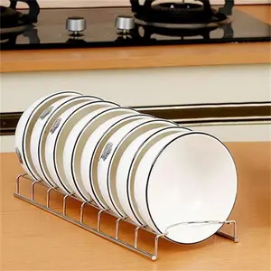 Stainless Steel Simple Bowl and Plate Rack, Durable Kitchen Storage Organizer, Space-Saving Design for Home and Cafe Use