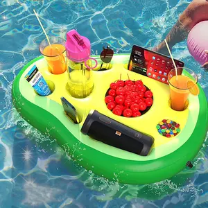 Inflatable Pool Ice Bar, Floating Drink Holder & Fruit Tray, Portable Beverage Raft for Summer Pool Party, Water Floating Snack Station, Suitable for Pool, Beach, Lake, Outdoor Fun