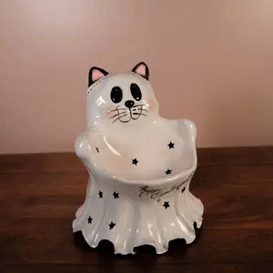 Cat Ghost Pedestal Bowl