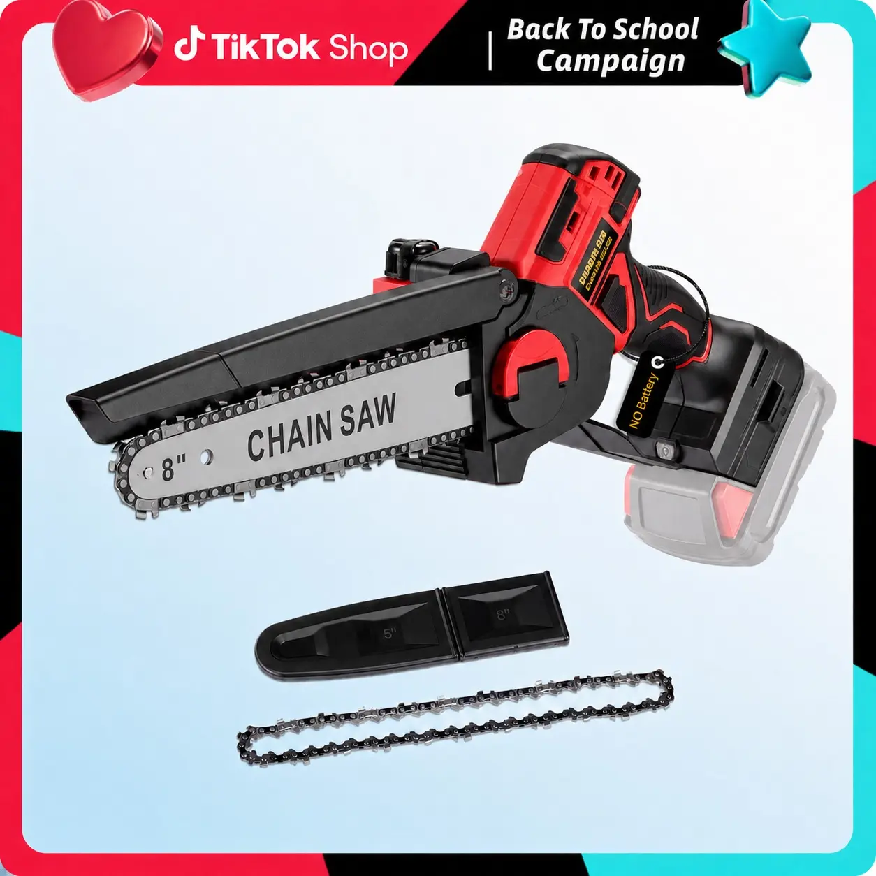 【NO BATTERY】Cordless Mini Chainsaw 8 Inch, Brushless Electric Chain Saw with Automatic Oiling System, Compatible with Milwaukee 18V Battery, Portable Pruning Chainsaw for Tree Trimming & Wood Cutting, Plastic, Diy Projects