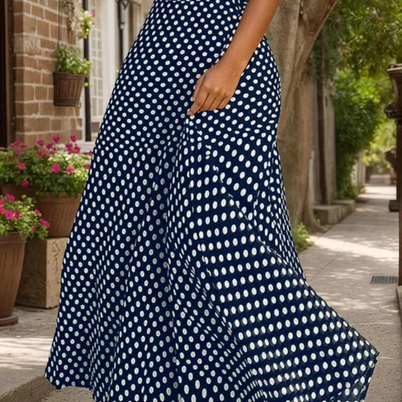 Women's Polka Dot Print High Waist Skirt, Retro Elegant A Line Long Skirt for Party Holiday, Ladies Bottoms for All Seasons, Womenswear, Vintage Pattern Skirt, Vintage Skirts