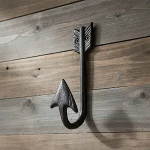 Arrowhead Wall Hook, Cast Iron for Jackets, Keys or Leashes