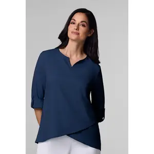 Women's Santa Barbara Tunic Top with Roll-Up Sleeves | Navy