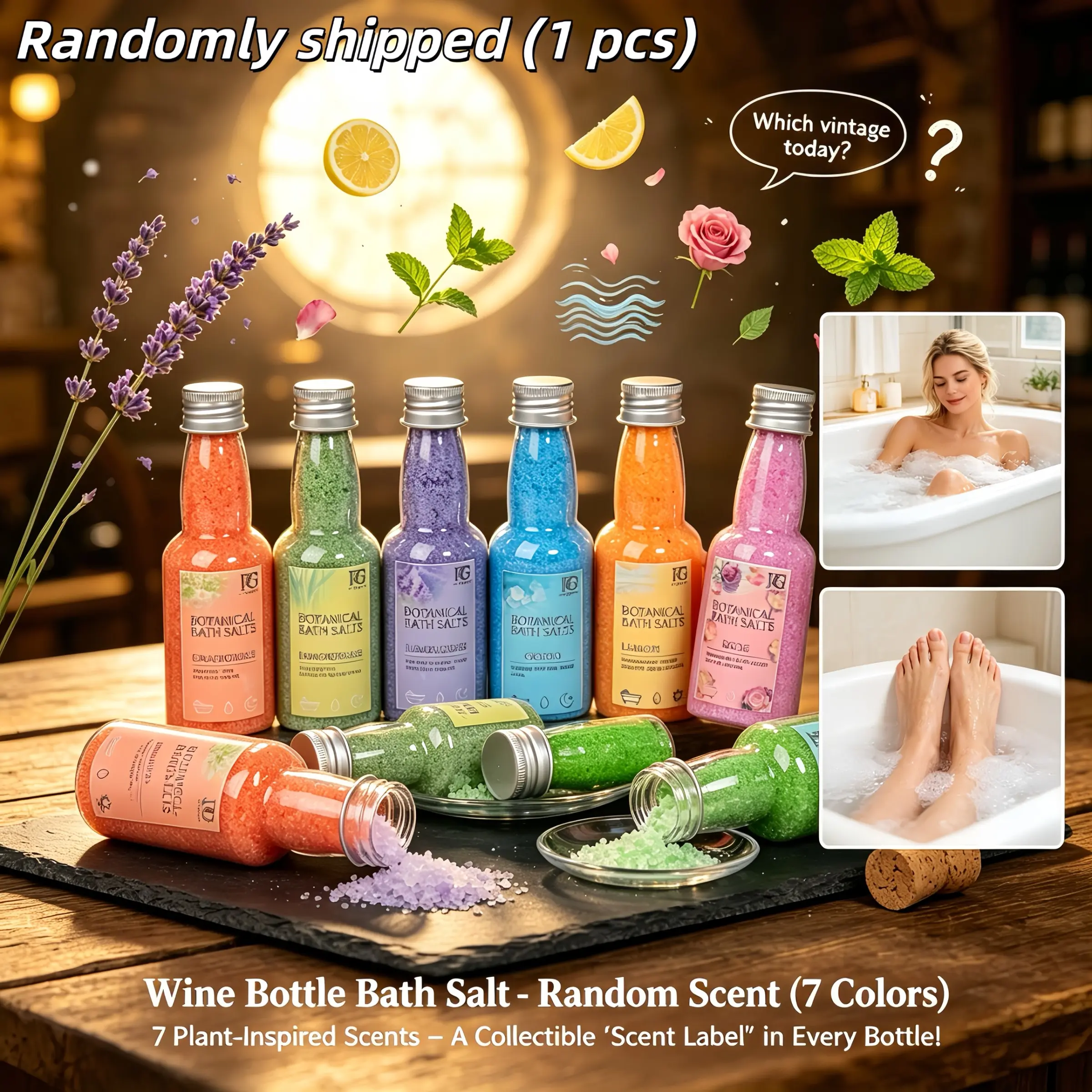 Rainbow Seven-Color Body Scrub Bath Salts, Body Care, Bath Essentials, Hypoallergenic Sea Salt, Deep Cleansing & Moisturizing, Random Fragrance, Perfect Gift