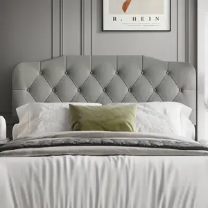 LuxeLift Tufted Adjustable Headboard Classic Button-Tufted Design Soft Polyester Linen Fabric
