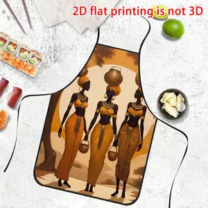 1pc African Gold Ethnic Print Apron, Durable Polyester Material, Kitchen Cooking Aprons, Suitable for Cooking, BBQ, Gardening, Painting, Manicure, Unisex