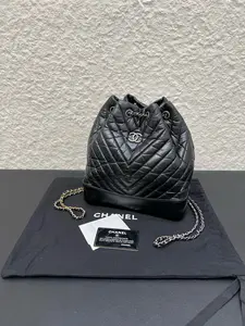 Pre-owned CHANEL SN26 Aged Calfskin Chevron Quilted Small Gabrielle Backpack Black
