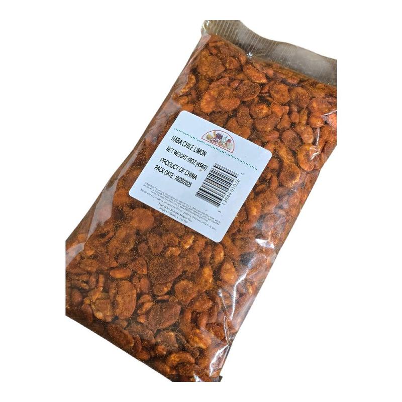 Haba Con Chile y Limon 16oz Con cascara y sin cascara- Tangy & Spicy Chile-Limón Flavor Extra Crunchy Roasted Broad Beans Perfect for Snacking Sharing or Party Mixes