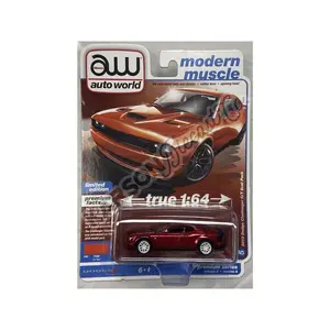 CHASE 2019 Dodge Challenger R/T Scat Pack - Tor Red w/ Black Tail Stripe (Modern Muscle) Diecast 1:64 Scale Model - Auto World AW64372A