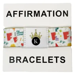 Woven Bracelets Affirmation Bracelets - [Large]2.5cm/21cm Soft Polyester Elastic Wristband Eco Friendly Fancy Promotion Woven Elastic Wrist Band-Large