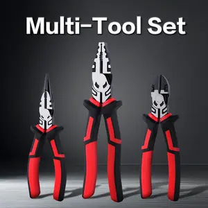 [Dad Gift] 3-Piece Multifunctional Tool Set Heavy-Duty Iron Tool Kit - 8-in Wire Cutters, 6-in Needle Nose & Diagonal Pliers for DIY Projects, Mechanics & Auto Repair，Common Tool Set，Excellent craftsmanship—use with confidence. Includes a storage bag.