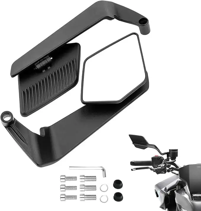 Motorcycle Rear View Mirrors for Kawasaki Z125 Pro Z250 Z250SL Z300 Z400 Z650 Z750 Z800 Z900 Z1000 & Honda CB650R CB650F CB650F ABS CB750 Hornet, Black Sport Side Mirrors