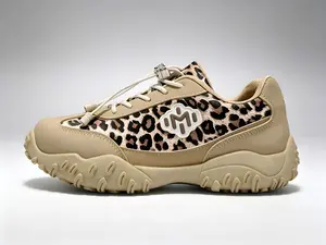 Women Leopard Print Sneakers Chunky Platform Casual Shoes Non Slip Fashion Walking Trainers carpet skates