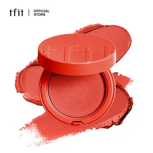 [TFIT OFFICIAL] Fluffy Velvet Cushion Blush 4g / 0.14 oz, Korean Makeup, Jelly-Gel + Powder, Cushion Blush, Buildable Color, Velvety Finish, Natural Flush, Built-In Puff, Cool Tone, Warm Tone, Milky