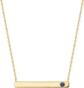 14K Gold Plated Crystal Birthstone Bar Necklace |   Dainty Necklace |   Gold Necklaces for Women