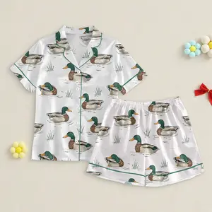 Watercolor Mallard Duck Pajama Set, Fun Sleepwear Gift
