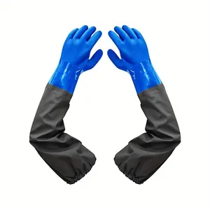 Premium PVC Chemical Resistant Gloves, Extended Length Waterproof Protection, Harsh Chemical & Acid Handling, 1 Pair