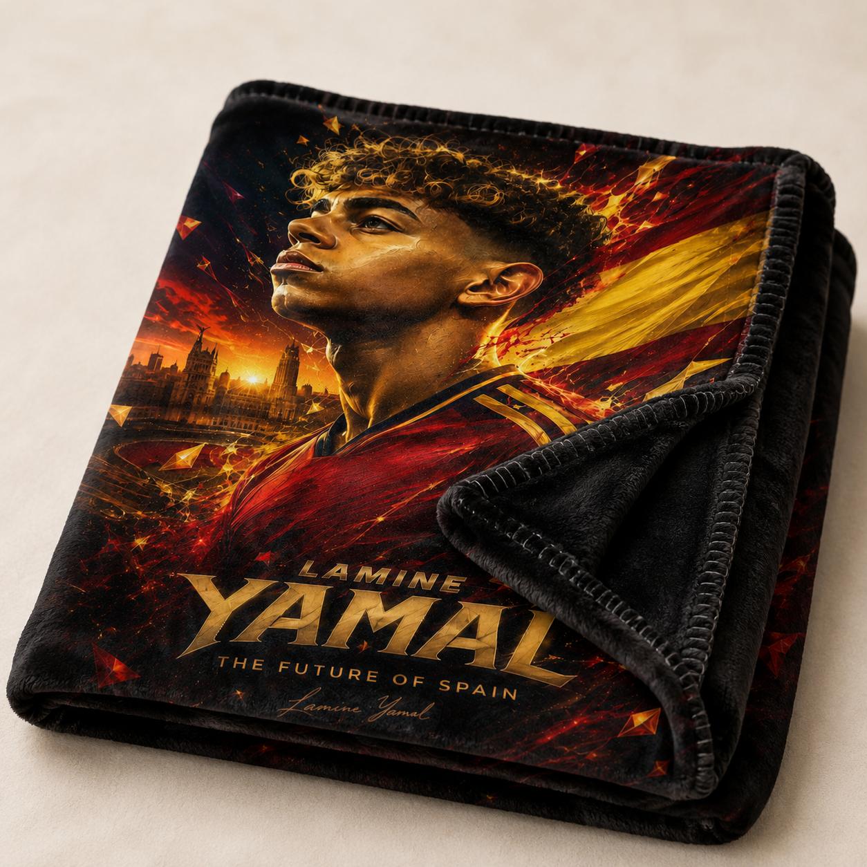 Lamine Yamal Fire Edition Flannel Blanket Soccer Star Soft Plush Football Throw Blanket Cozy Fleece Blanket for Bed Couch Bedroom Game Room Sports Fan Gift