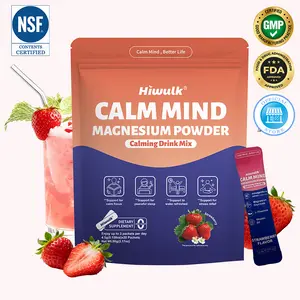 Hiwulk Calming Drink Mix – Strawberry Flavor – With Ashwagandha, Magnesium, L-Theanine & Vitamin D3 – Supports Stress Relief, Cortisol Balance, Mood & Better Sleep – 20 Travel Packets Dietary Healthcare