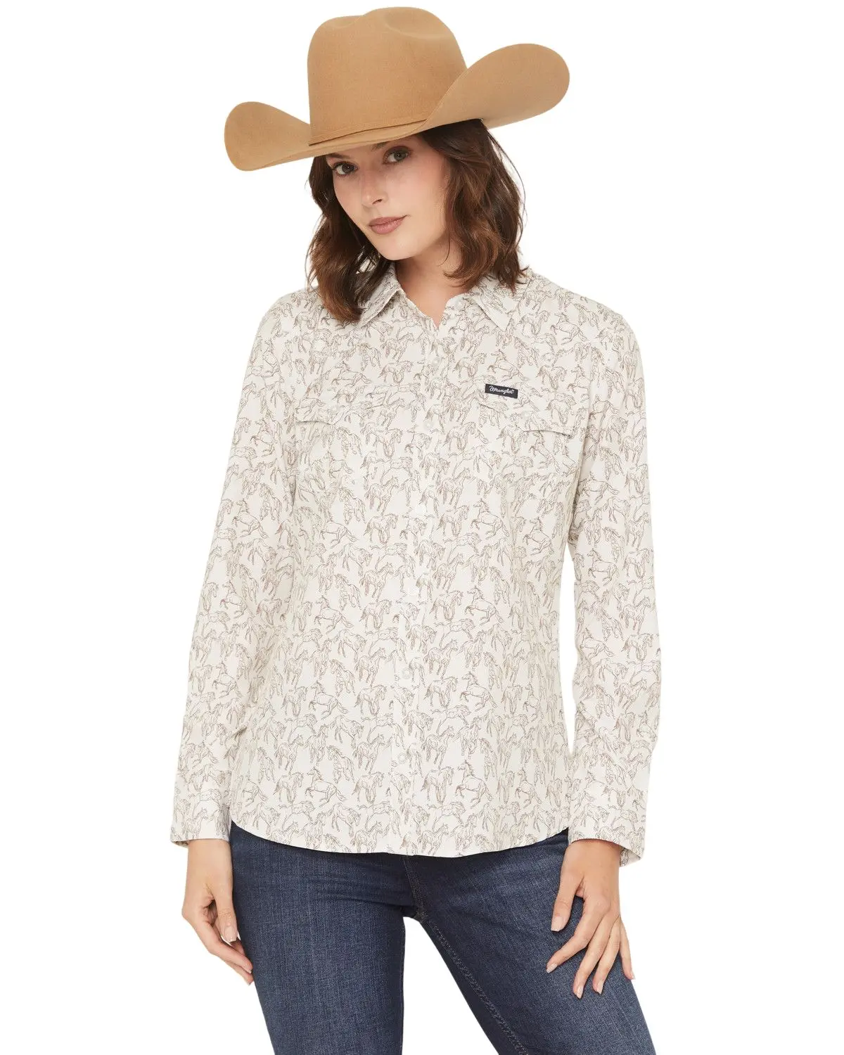 Wrangler Women's Retro Women'S Horse Print Long Sleeve Button-Down Ariat - 112375045