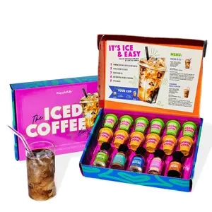 Thoughtfully, Iced Coffee Barista Bar Gift Set, Includes Instant Coffee, Flavored Syrups, Cocoa Powder & Cinnamon Sugar, DIY Coffee Station Sampler Gift for Coffee Lovers