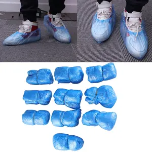 50pcs Waterproof Disposable Plastic Shoe Covers Carpet Cleaning Overshoes (Blue)
