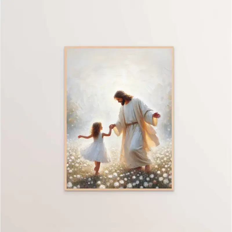 Modern Christian Believer Poster Jesus Praying Shepherd Bible Verse Easter Canvas Painting Wall Art for Kids Room Home Decor NONE