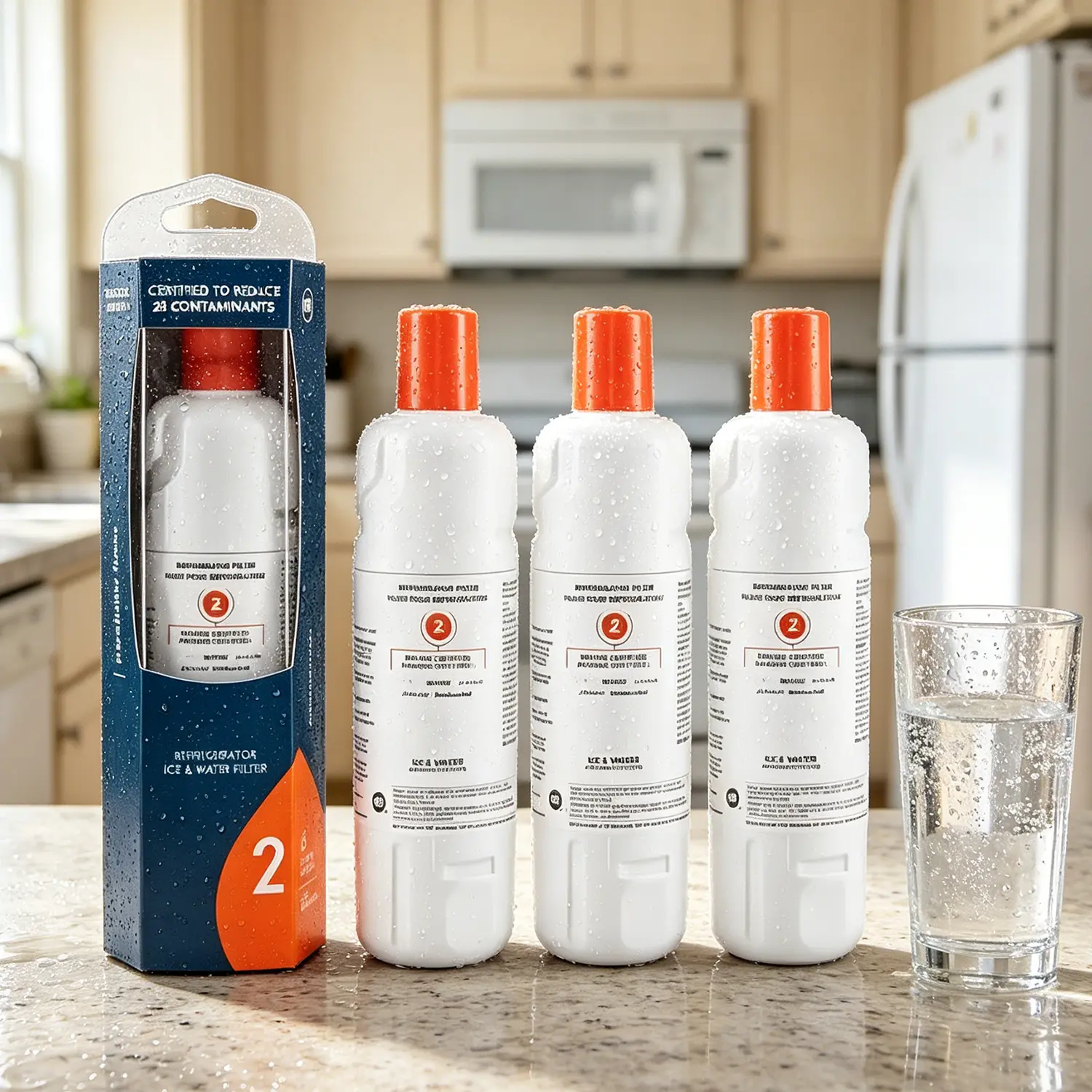 Refrigerator Water Filter Replacement for Whirlpool EDR2RXD1 W10413645A - Compatible with KAD2RXD1, WHR2RXD1, W10413645, P9KB2L, P9RFKB2L, Kenmore 46-9082, 46-9903, WRF767SDHV, WRFC9636RZ - Certified for Safety, Easy Installation, 3 Pack