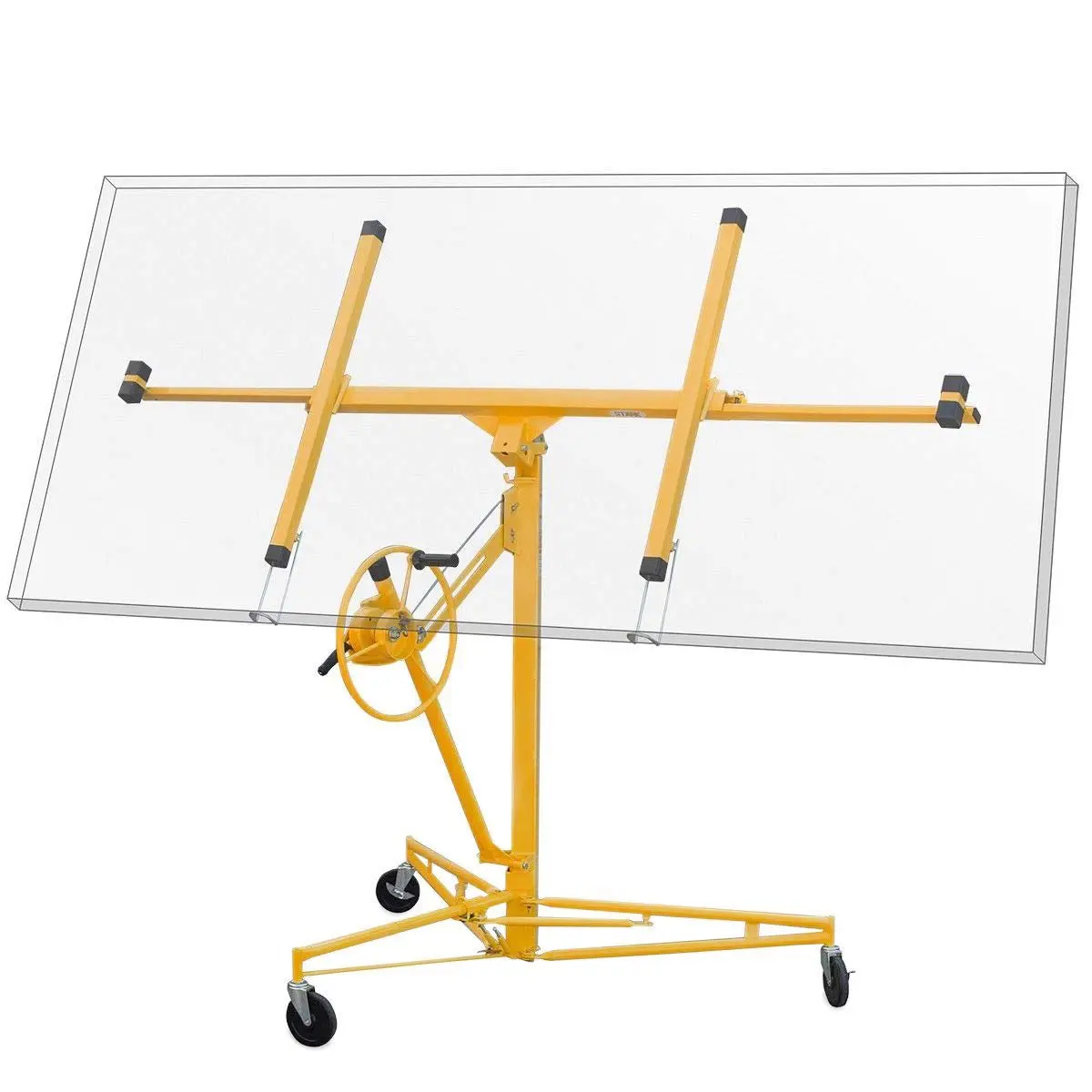 Stark USA 11ft Heavy Duty Drywall Lift Panel Hoist, Plasterboard Sheetrock Jack Lift with Rolling Wheels, Support Hooks, Sturdy Tripod Base for Easy Assembly, Secure Placement