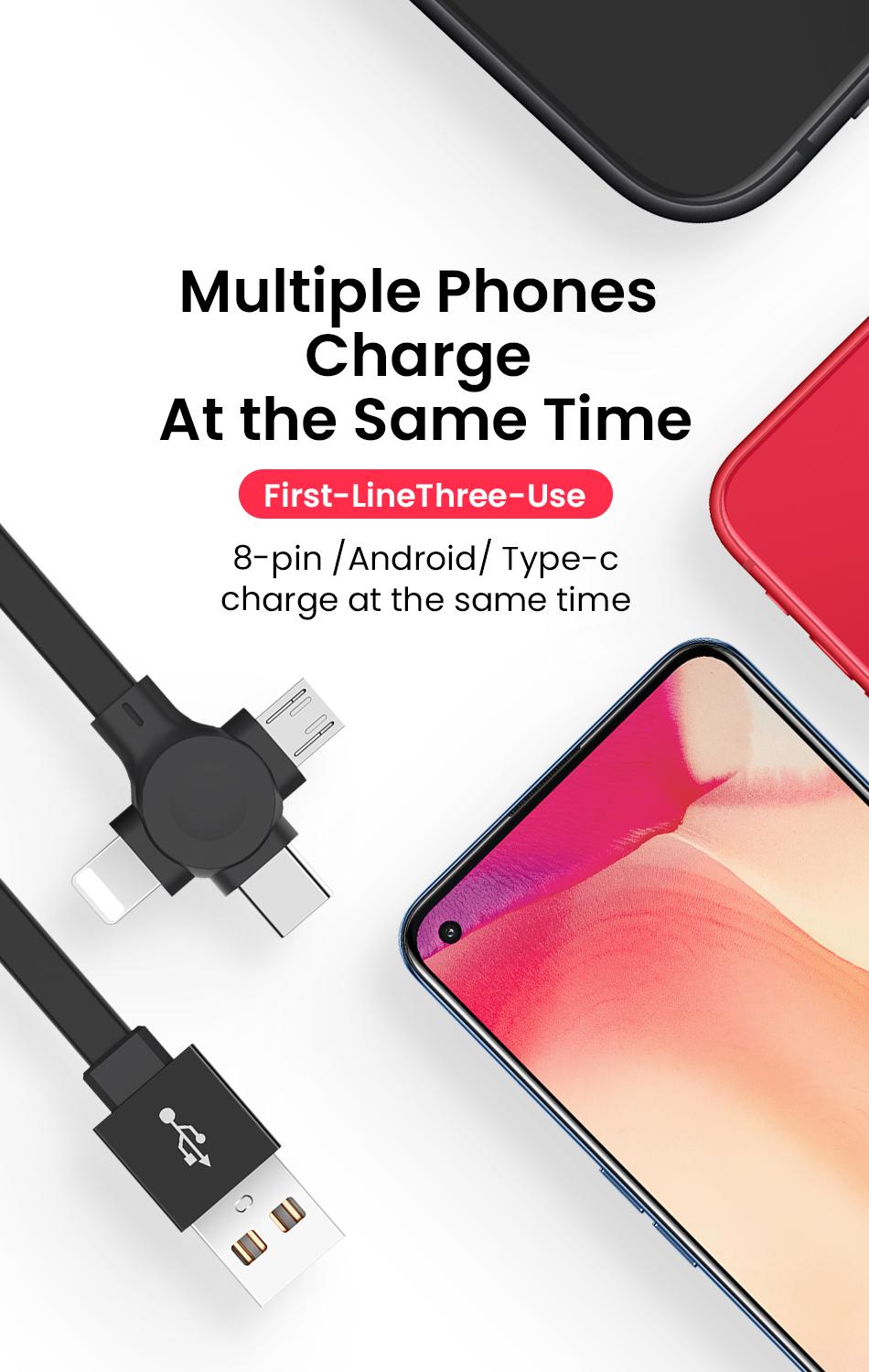 4 In 1 Retractable USB Cable Creative Macaron Type C Micro Cable For I Phone With Phone Stand Charging Data Cable Line Storage Box