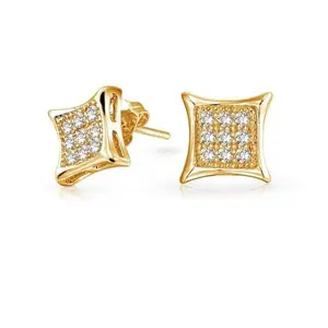 Diamond Accent Ladies Micro-pave Set Earrings 14K White Gold or Yellow Gold