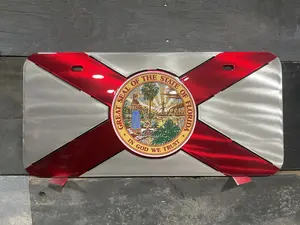 Florida State License Plate - Aluminum Metal Design for All Car Models Easy Install Eye-Catching Sunshine State Emblem