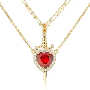 New [ Heart Sword Necklace]  Unique Heart and Sword Necklace | Silvery Golden Couple's Jewelry | Confession Gift for Wedding Party, Birthday Gift Jewelry, ideal gift for both women and men