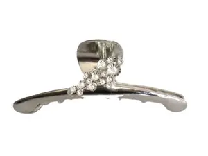 Large shiny silver flower metal western hair claw clip