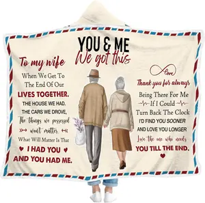 To My Wife Sherpa Fleece Wearable Hooded Blanket Cozy Oversized Blanket Hoodie Soft Warm Plush Gift for Wife Best Friend Home Lounge Comfort