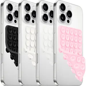 4Pack Silicone Suction Cup Phone Case Mount Double Sided, Hands-Free Strong Grip Holder for Selfies and Videos,Silicon Sticky Phone Grip with Higher Suction Power for Cell Phone