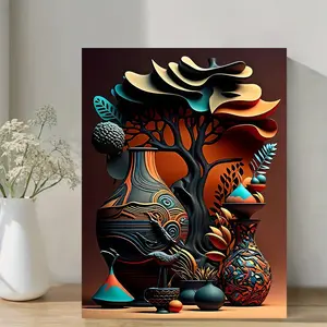 2D Frameless Painting, African Art Style Abstract Effect Poster, Modern Wall Art Decoration, Suitable for Living Room, Bedroom, Office, Dining Room, Perfect Gift and Decoration, Abstract Pattern Print, 12inch x 16inch