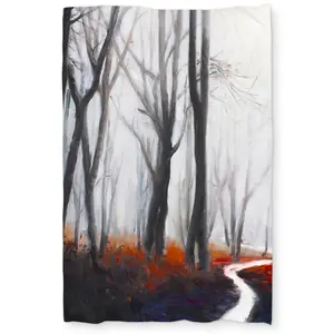 360 stand Decorative Duvet Cover - Mysterious Forest with Stream Design, Twin Extra Long Size, Contemporary Textile Bedding Linen, Botanical Duvet Covers