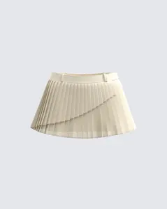 Mansa Cream Crepe Pleat Skirt