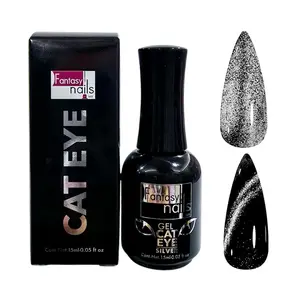 Fantasy Nails Silver Cat Eye Gel Polish 15ml - Long-Lasting Nail Color