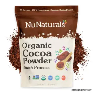 NuNaturals Organic Dutch Cocoa Chocolate Powder - Premium Baking Powder, 100% Unsweetened, Gluten-Free, Vegan, Fair Trade Certified, 1 LB - Dark