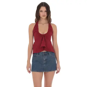 Scrunch Halter Top in Red