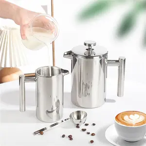 Stainless Steel Coffee Pot, 1 Count Double Insulated Coffee Press, Portable Coffee Plunger Pot for Home, Office, Camping