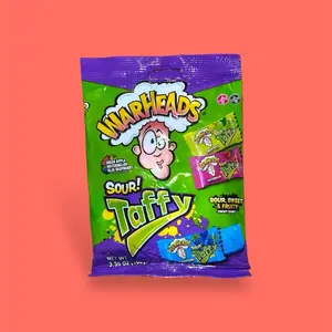 Warheads Sour Taffy Bars 12 Mini Bars - Original Mix Candy Snack with Green Apple, Watermelon & Blue Raspberry Flavors - Chewy, Bonbon taffy  candy