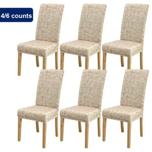 Chair Cover, 4/6 Counts Removable Washable Chair Slipcover, Dust-Proof Chair Protector for Home Living Room & Hotel Dining Room, Chair Covers Set