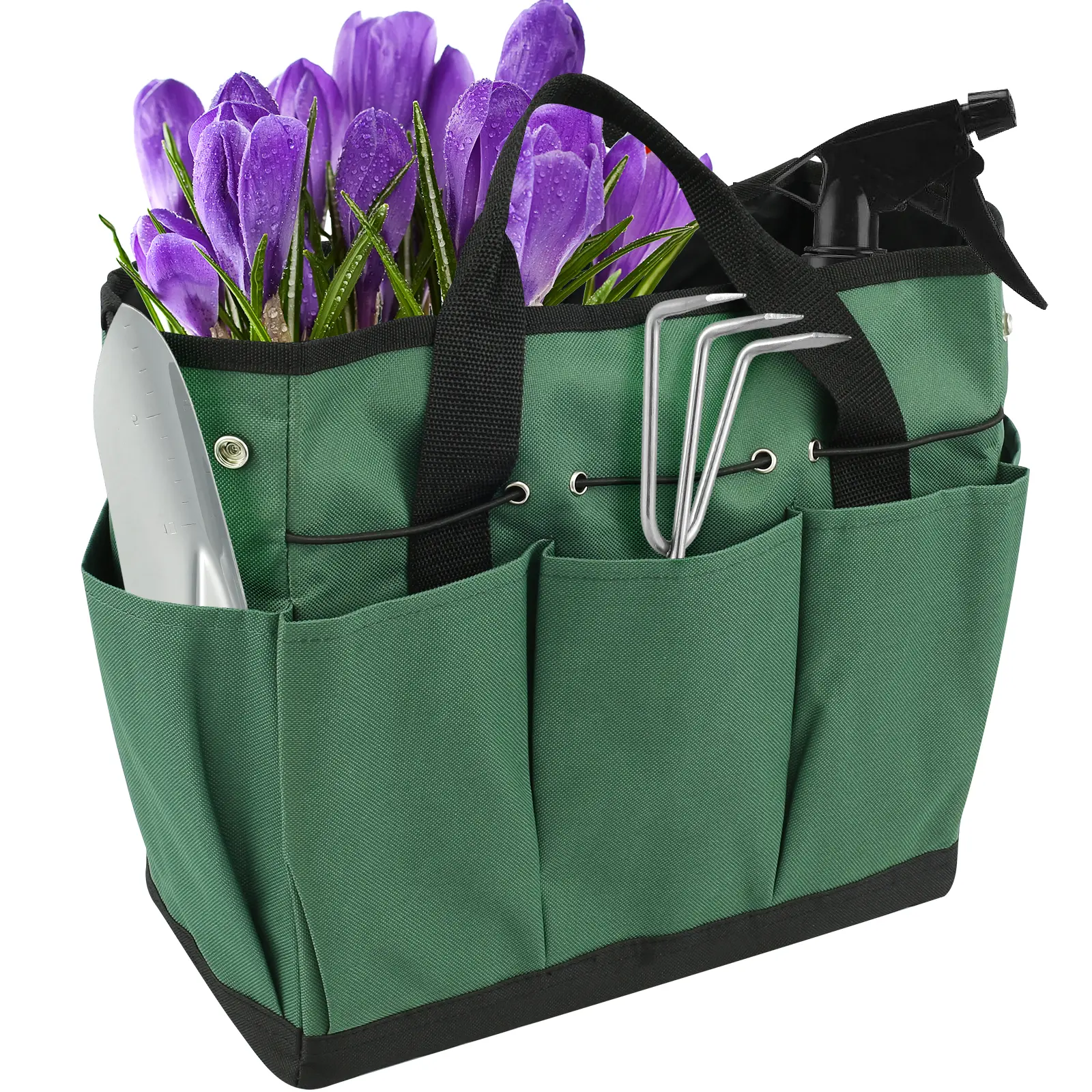 Garden Tool Bag 600D Oxford Cloth Gardening Tote Storage Bags with 9 Pockets Heavy Duty Gardening Tote Large Gardening Tote Bag Portable Gardening Storage Tote Home Organizer Gardening Tool Kit Holder