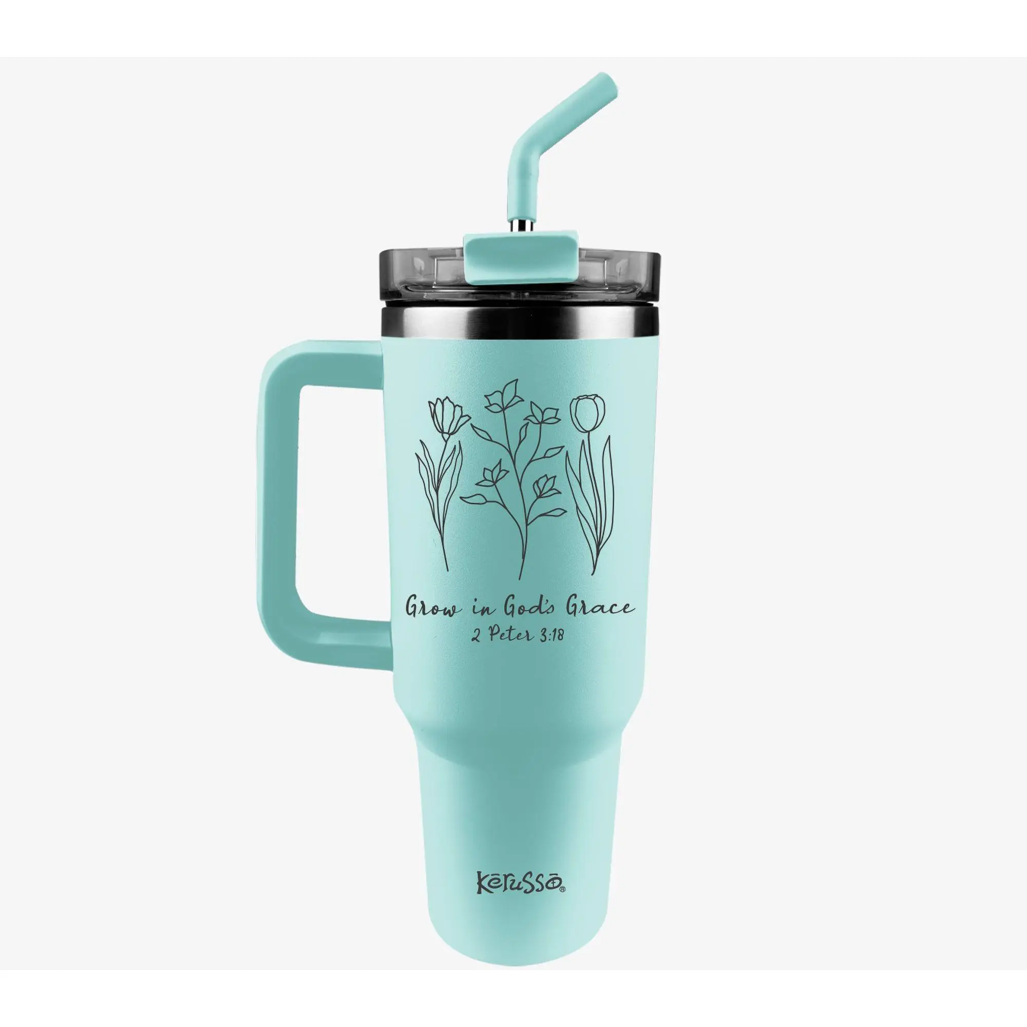 Kerusso 40oz Dual Wall Mug With Straw